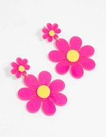 Pink Acrylic Flower Drop Earrings