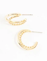 Gold Pearl Studs & Twisted Hoop Earrings 2-Pack