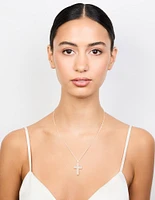 Silver Glitter Cross Necklace
