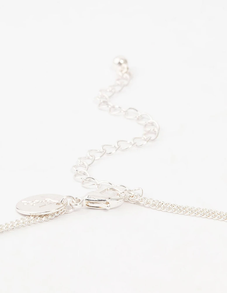Silver Double Chain Bar Layered Necklace