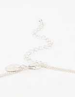 Silver Double Chain Bar Layered Necklace