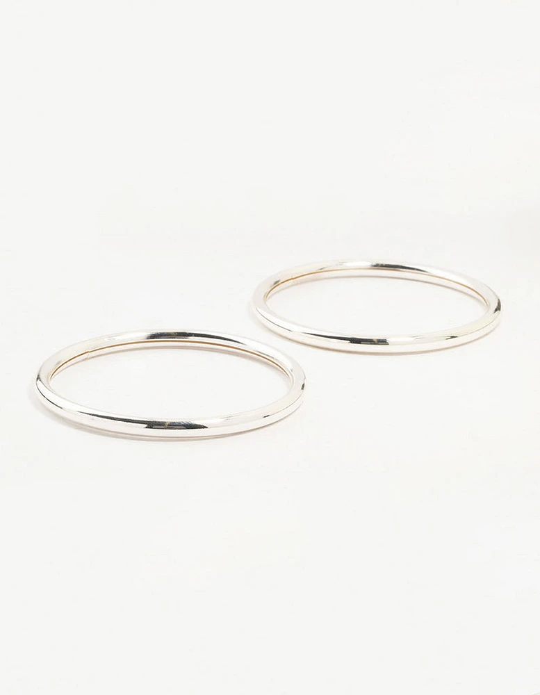 Silver Smooth Bangles 2-Pack
