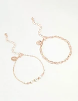 Rose Gold Chain Link & Pearl 2-Pack Bracelet