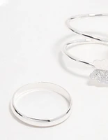 Silver Butterfly & Smooth Stacking Rings 3-Pack