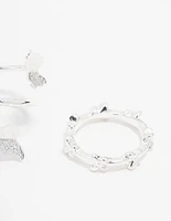 Silver Butterfly & Smooth Stacking Rings 3-Pack