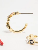 Gold Plated Evil Eye & Chilli Hoop Earrings 2-Pack