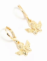 Gold Plated Cherub Huggie Earrings