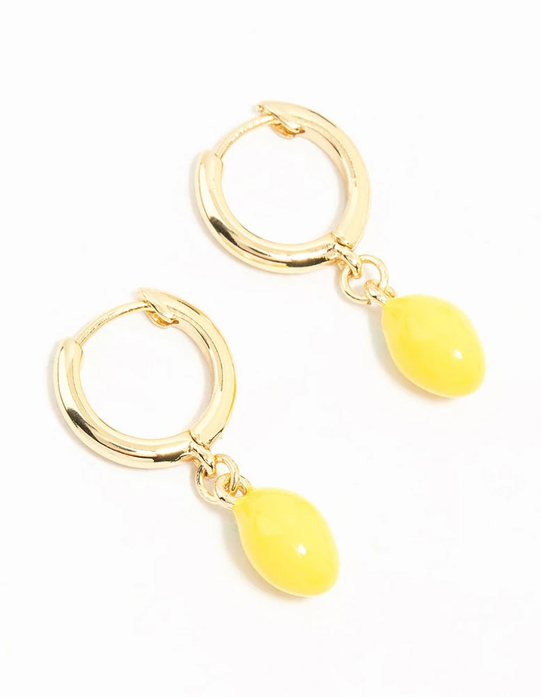 Gold Plated Lemon Huggie Earrings