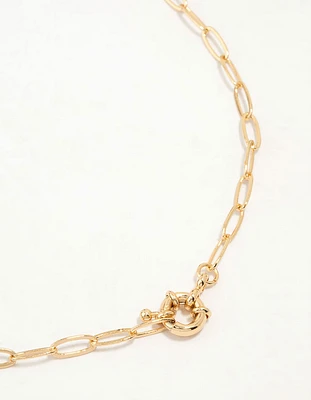 Gold Plated Pin Chain Necklace