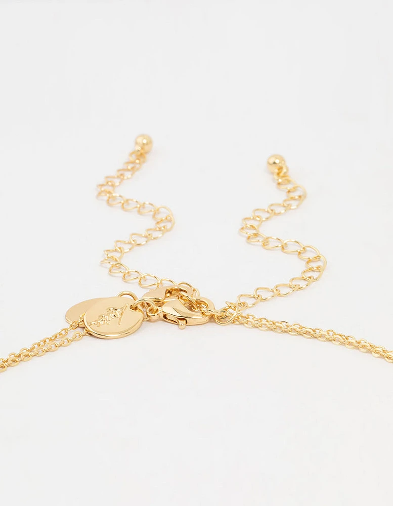 Gold Plated Cherry & Mushroom Layered Necklace