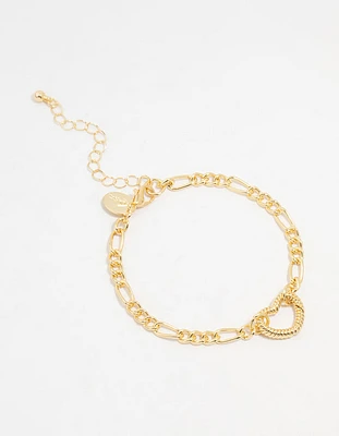 Gold Plated Heart Link Bracelet