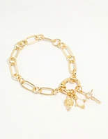 Gold Plated Cubic Zirconia Cross Link Bracelet