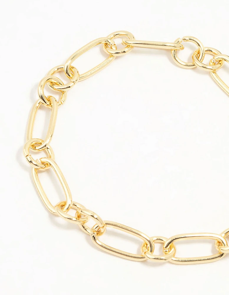 Gold Plated Cubic Zirconia Cross Link Bracelet