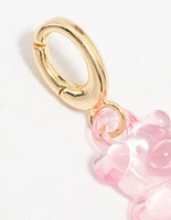 Gold Plated Pink Acrylic Gummy Bear Charm