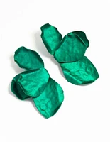 Dark Green Coated Metal Flower Petal Drop Earrings