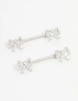 Surgical Steel Cubic Zirconia Double Bow Nipple Piercings 2-Pack