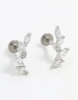 Surgical Steel Marquise Crawler Flat Back Earrings 2-Pack