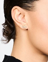 Gold Plated Titanium Cubic Zirconia Cluster Flat Back Studs 2-Pack