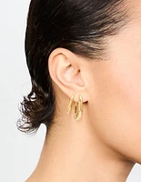 Waterproof Gold Plated Stainless Steel Oval Tube Hoop Earrings 2-Pack