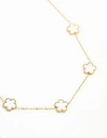 Waterproof Gold Plated Stainless Flower Charm Necklace