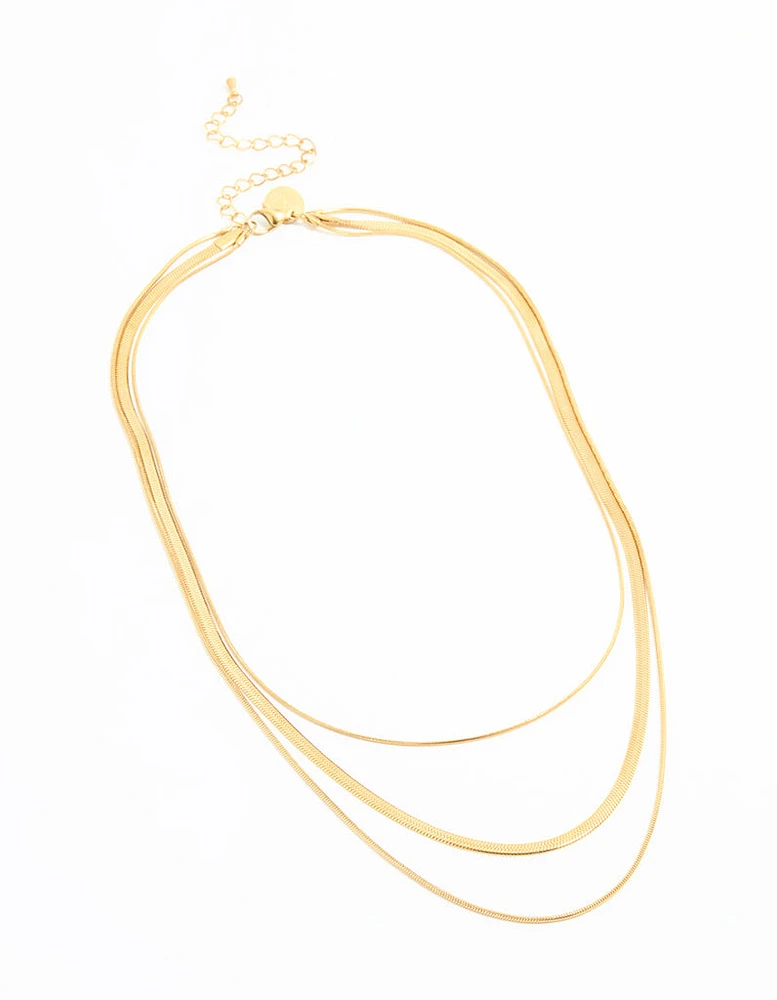 Waterproof Gold Plated Stainless Steel Chain Layered Necklace