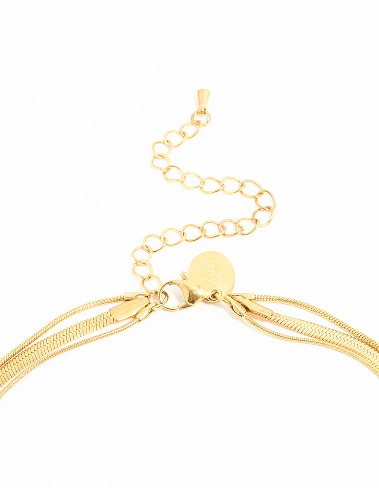 Waterproof Gold Plated Stainless Steel Chain Layered Necklace