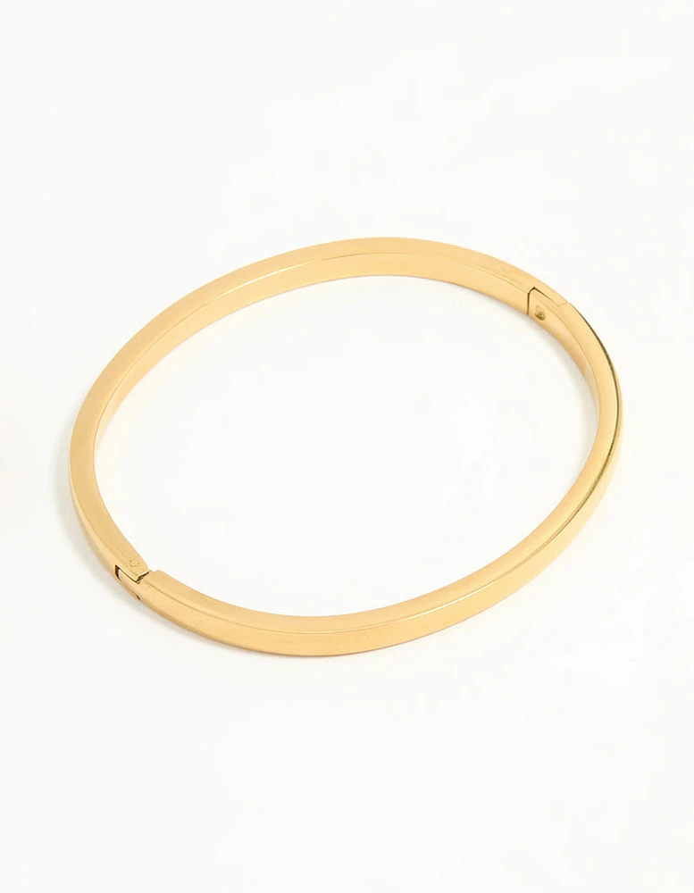 Waterproof Gold Plated Stainless Steel Solid Hinge Bangle