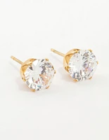 Waterproof Gold Plated Stainless Steel Cubic Zirconia Stud Earrings