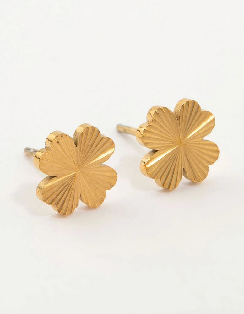 Waterproof Gold Plated Stainless Steel Clover Stud Earrings