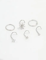 Surgical Steel Cubic Zirconia Flower Nose Piercing Pack