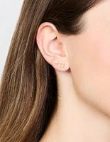 Gold Plated Sterling Silver Bow & Sleek Earrings 3-Pack