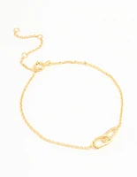 Gold Plated Sterling Silver Cubic Zirconia Link Oval Bracelet