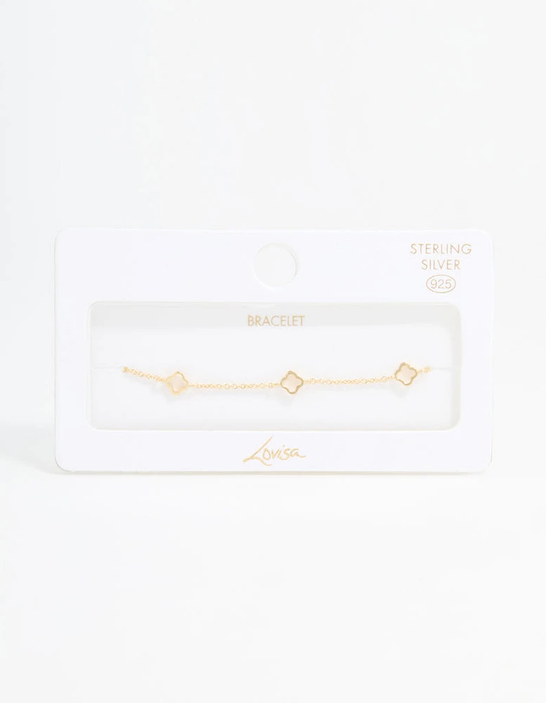 Gold Plated Sterling Silver Flower Statement Bracelet