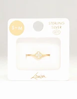 Gold Plated Sterling Silver Cubic Zirconia Flower Ring