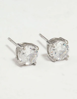 Surgical Steel Round Cubic Zirconia Claw Set Earrings