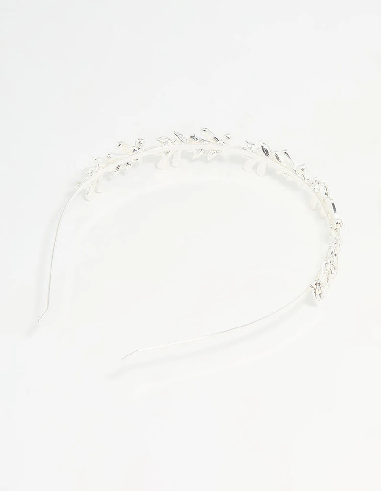 Silver Winding Leaves Headband