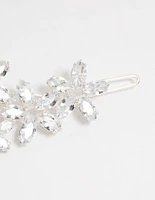 Silver Diamante Flower Cluster Hair Clip