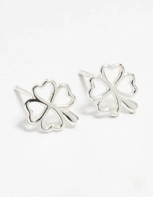 Sterling Silver Lucky Clover Stud Earrings