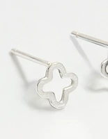 Sterling Silver Flower Outline Stud Earrings