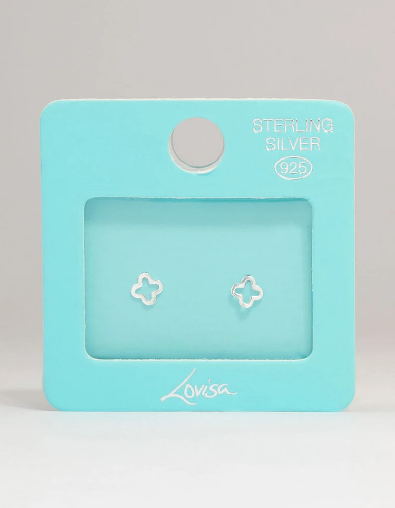 Sterling Silver Flower Outline Stud Earrings