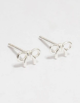 Sterling Silver Mini Clean Bow Stud Earrings