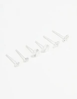 Sterling Silver Cubic Zirconia Stud Earrings 3-Pack