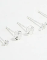 Sterling Silver Cubic Zirconia Stud Earrings 3-Pack