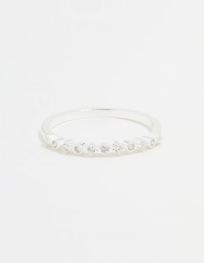 Sterling Silver Cubic Zirconia Circle Pave Ring