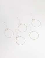Silver Cupchain Figaro Bracelets 5-Pack