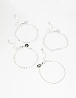 Silver Pearl Paperclip Chain Bracelets 4-Pack