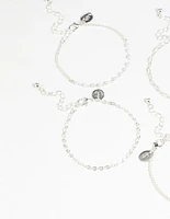 Silver Pearl Paperclip Chain Bracelets 4-Pack