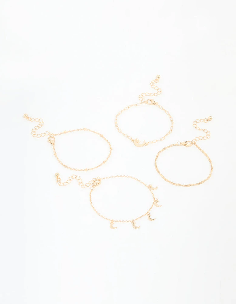 Gold Moon Celestial Bracelets 4-Pack