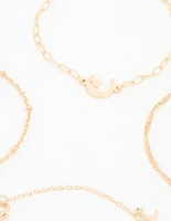 Gold Moon Celestial Bracelets 4-Pack