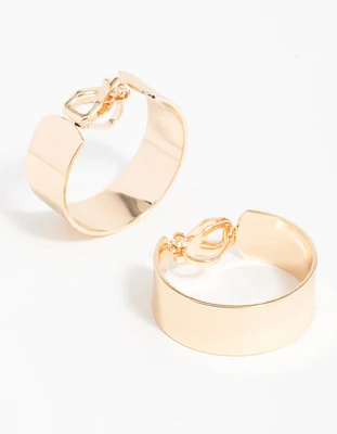 Gold Thick Flat Hoop Earrings